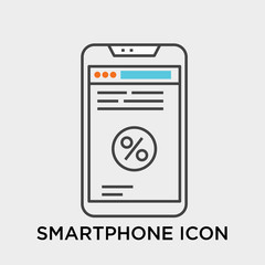 Smartphone icon vector sign and symbol isolated on white background, Smartphone logo concept
