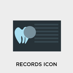 Records icon vector sign and symbol isolated on white background, Records logo concept