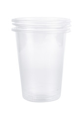 Plastic glass isolated on white background with clipping path