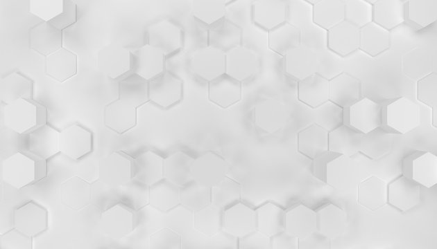 Illustration design of geometric hexagon surface. Grid pattern of waving hexagones. Pure white color. © T-flex