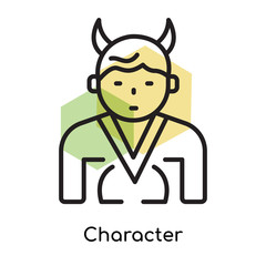 Character icon vector sign and symbol isolated on white background, Character logo concept