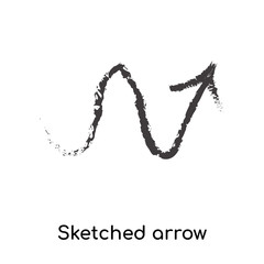 Sketched arrow icon vector sign and symbol isolated on white background, Sketched arrow logo concept