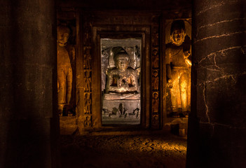 Buddha in Ajanta Caves in Aurangabad, Maharashtra, India