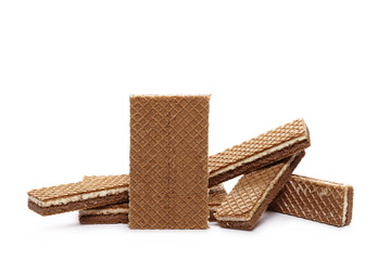 Chocolate wafers isolated on white background