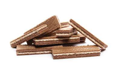 Chocolate wafers isolated on white background
