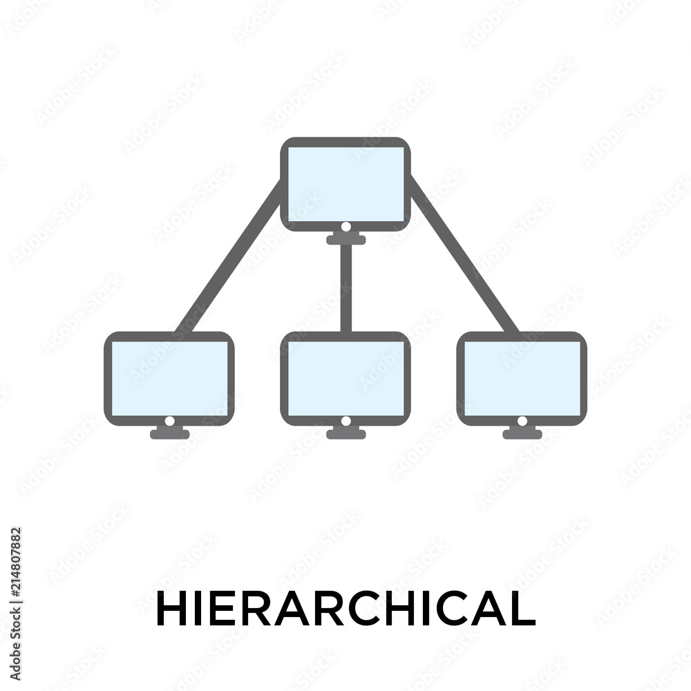 Poster hierarchical structure icon vector sign and symbol isolated on white background, hierarchical struct