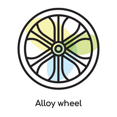 Alloy wheel icon vector sign and symbol isolated on white background, Alloy wheel logo concept