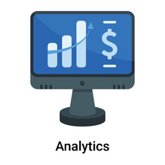 Analytics icon vector sign and symbol isolated on white background, Analytics logo concept