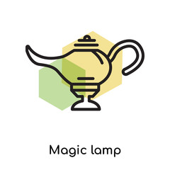 Magic lamp icon vector sign and symbol isolated on white background, Magic lamp logo concept