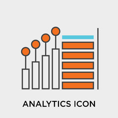 Analytics icon vector sign and symbol isolated on white background, Analytics logo concept
