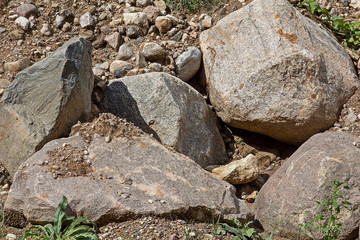 part of a stone pile with large stones, boulders