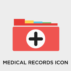 Medical records icon vector sign and symbol isolated on white background, Medical records logo concept