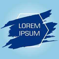 Logo paint template. Original grunge brush paint texture design stroke poster over square frame vector. Original rough paper hand painted vector.