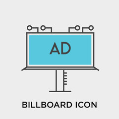 Billboard icon vector sign and symbol isolated on white background, Billboard logo concept