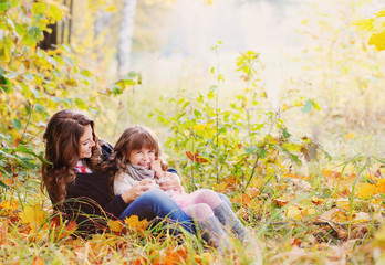 happy family in autumn park