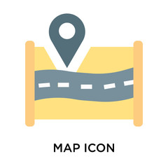 Map icon vector sign and symbol isolated on white background, Map logo concept