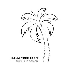 Black vector palm tree thin line icon