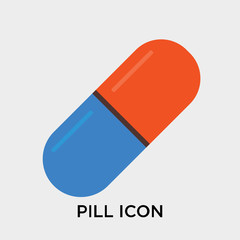 Pill icon vector sign and symbol isolated on white background, Pill logo concept