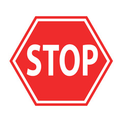 sign stop blocking red on white icon, stock vector illustration