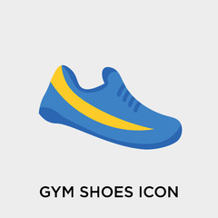 Gym shoes icon vector sign and symbol isolated on white background, Gym shoes logo concept