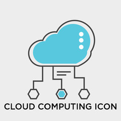 Cloud computing icon vector sign and symbol isolated on white background, Cloud computing logo concept