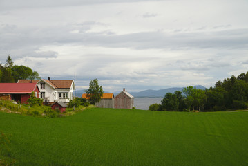 Traditional wooden scandinavian rural house
