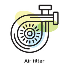 Air filter icon vector sign and symbol isolated on white background, Air filter logo concept
