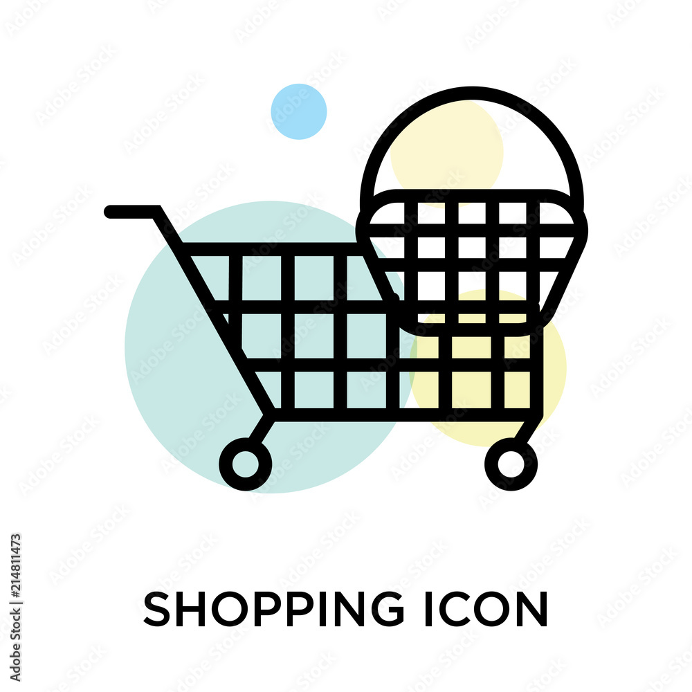 Wall mural Shopping icon vector sign and symbol isolated on white background, Shopping logo concept