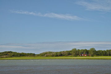 Scenic green landscape of Norway during summer time