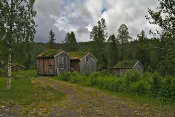 Scenic traditional wooden scandinavian house in Norway
