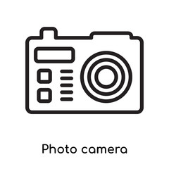 Photo camera icon vector sign and symbol isolated on white background, Photo camera logo concept