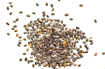 Chia seeds organic on white background isolation