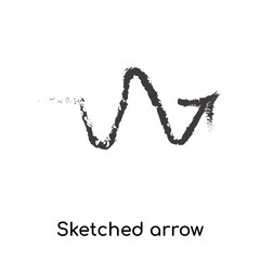 Sketched arrow icon vector sign and symbol isolated on white background, Sketched arrow logo concept