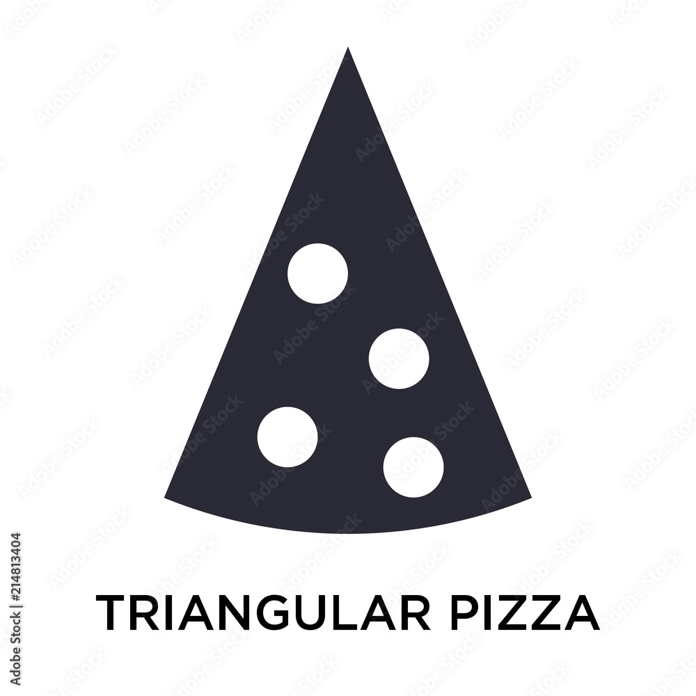 Poster Triangular Pizza slice icon vector sign and symbol isolated on white background, Triangular Pizza slice logo concept