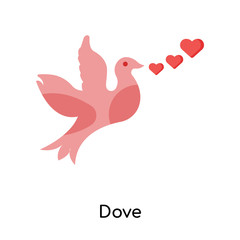Fototapeta na wymiar Dove icon vector sign and symbol isolated on white background, Dove logo concept