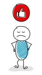 Angry stickman with thumb - like (social media) icon. Vector.