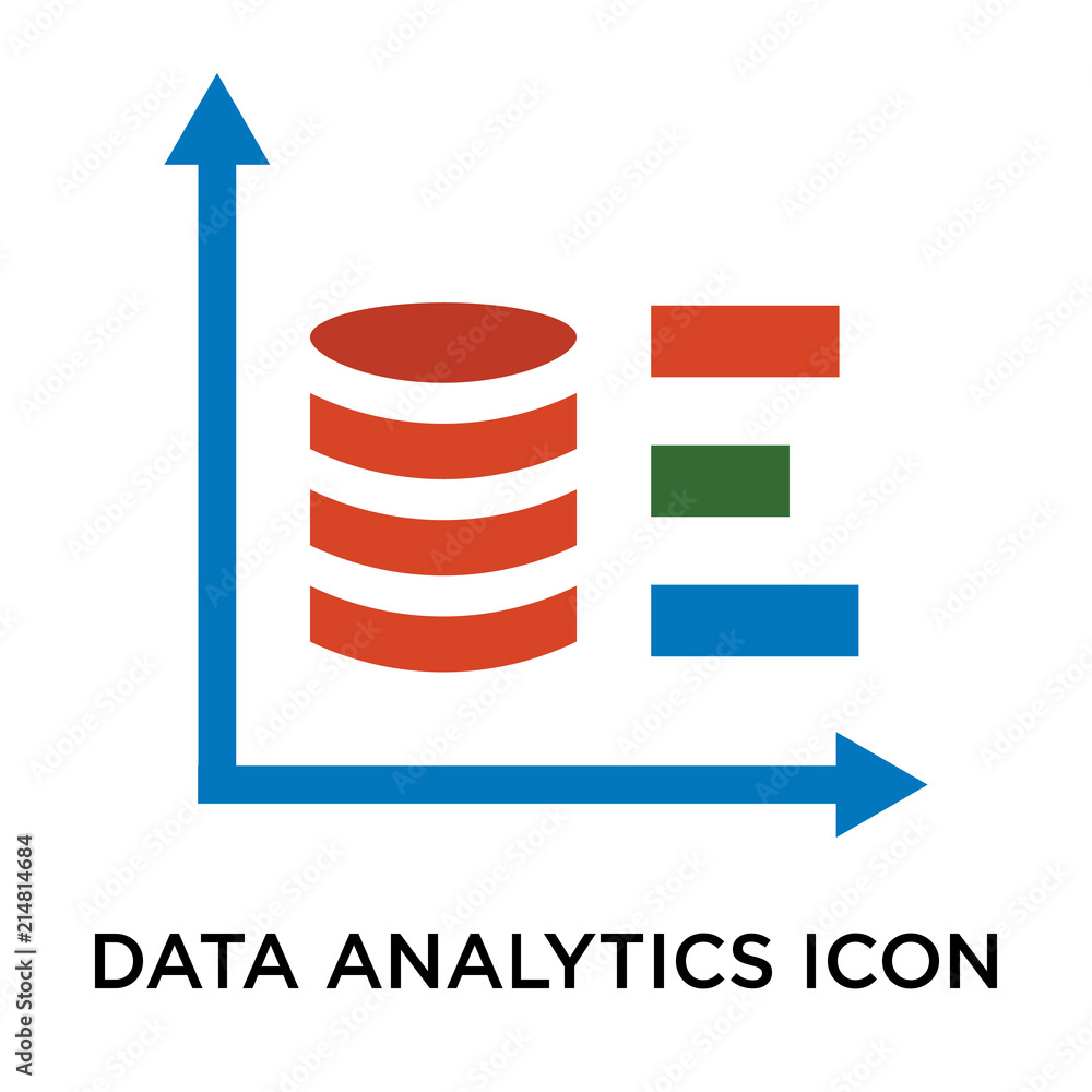 Poster data analytics icon vector sign and symbol isolated on white background, data analytics logo concept