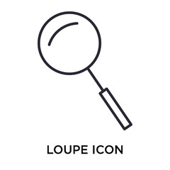Loupe icon vector sign and symbol isolated on white background, Loupe logo concept
