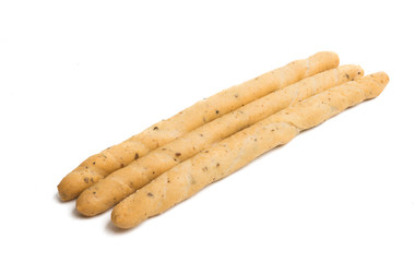 Grissini with olives isolated