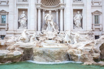 Fototapeta na wymiar Trevi fountain in the evening, Rome, Italy. Rome baroque architecture and landmark
