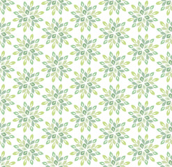 Decorative Tiles Vector Seamless. Traditional green floral style background. Abstract mandala geometric texture.
