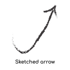 Sketched arrow icon vector sign and symbol isolated on white background, Sketched arrow logo concept