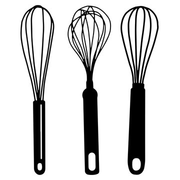 Hand drawn whisk kitchen utensil. Egg beater illustration