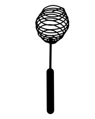 Hand drawn   whisk kitchen utensil. Egg beater illustration