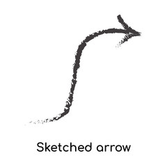 Sketched arrow icon vector sign and symbol isolated on white background, Sketched arrow logo concept