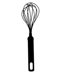 Hand drawn   whisk kitchen utensil. Egg beater illustration