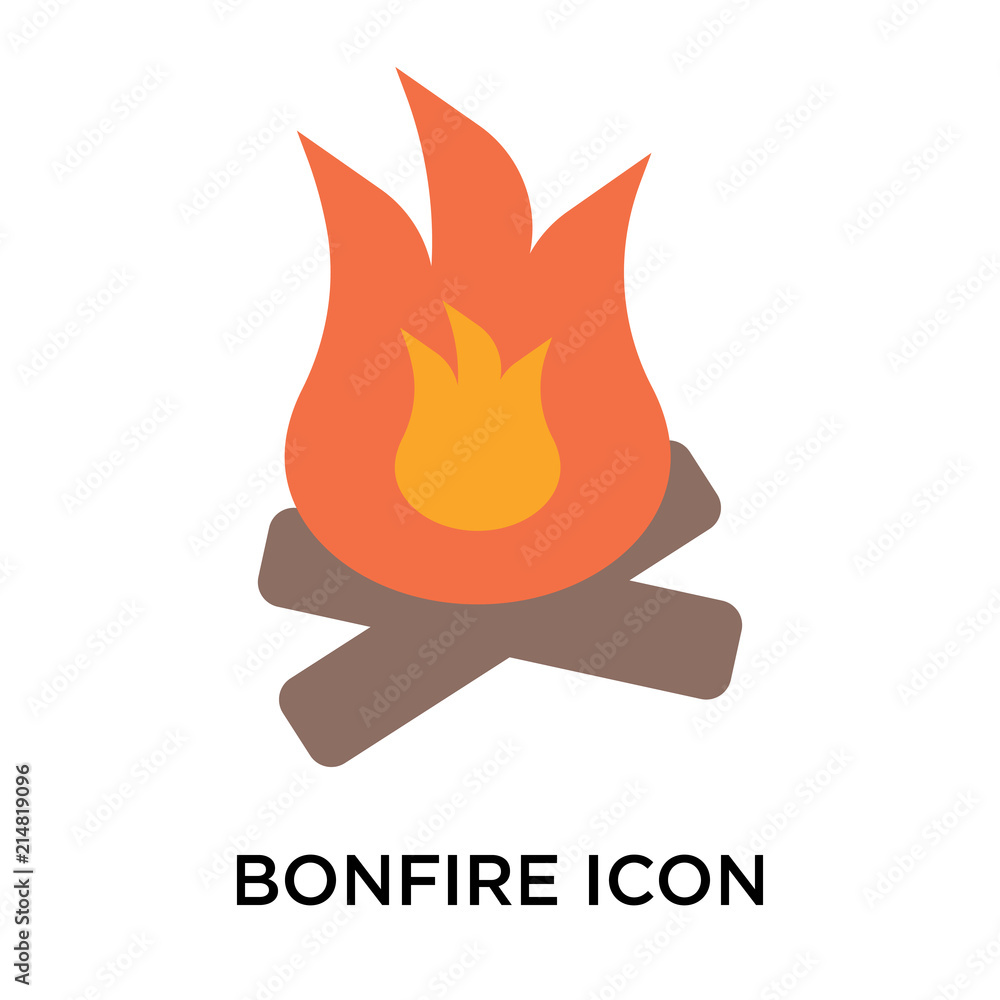 Poster Bonfire icon vector sign and symbol isolated on white background, Bonfire logo concept