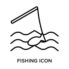 Fishing icon vector sign and symbol isolated on white background, Fishing logo concept