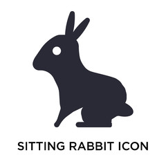 Sitting Rabbit icon vector sign and symbol isolated on white background, Sitting Rabbit logo concept