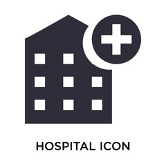 Obraz premium Hospital icon vector sign and symbol isolated on white background, Hospital logo concept